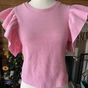 Zara pink ruffle sleeve shirt